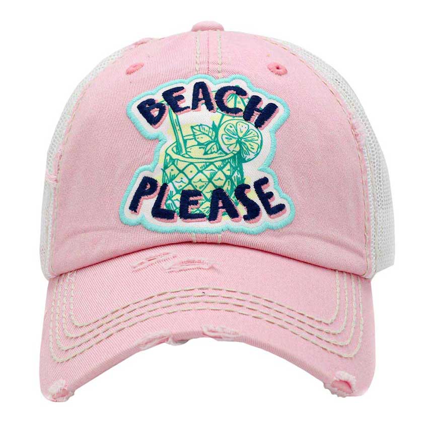 Beach Please Message Mesh Back Vintage Baseball Cap