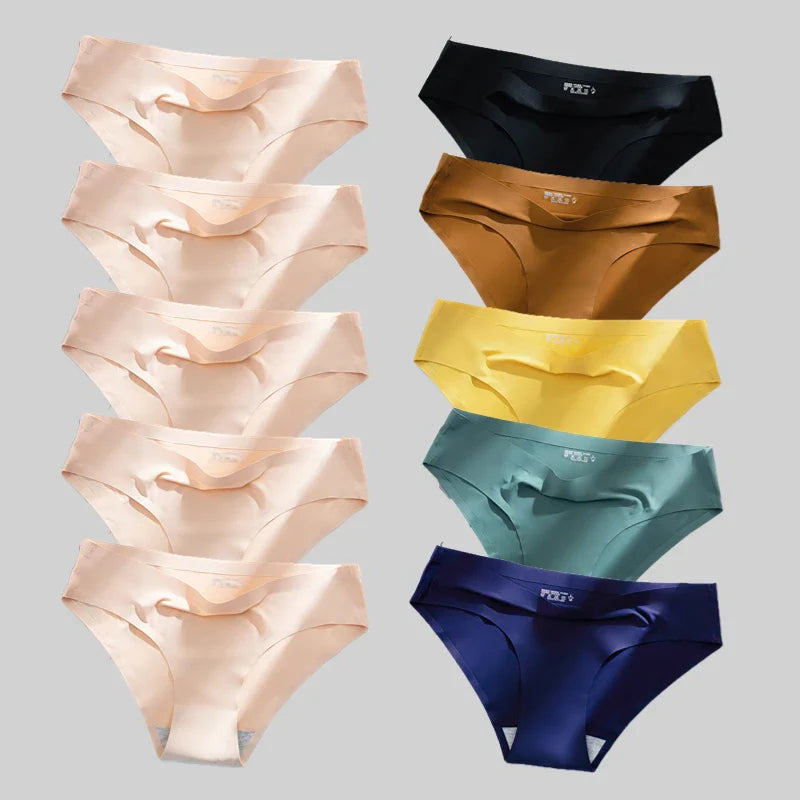10PCS/Set Seamless women's Comfortable Underwear Silk Satin Breathable
