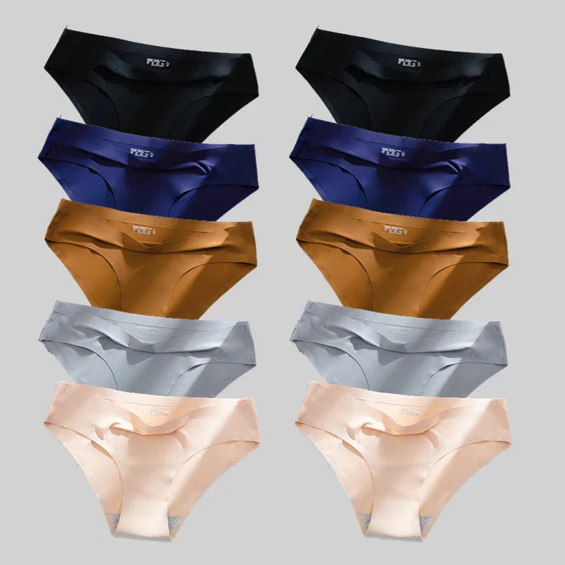 10PCS/Set Seamless women's Comfortable Underwear Silk Satin Breathable