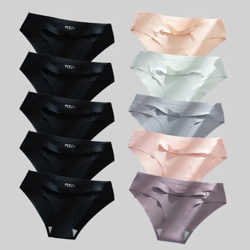 10PCS/Set Seamless women's Comfortable Underwear Silk Satin Breathable