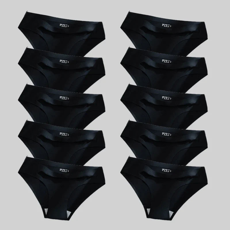 10PCS/Set Seamless women's Comfortable Underwear Silk Satin Breathable