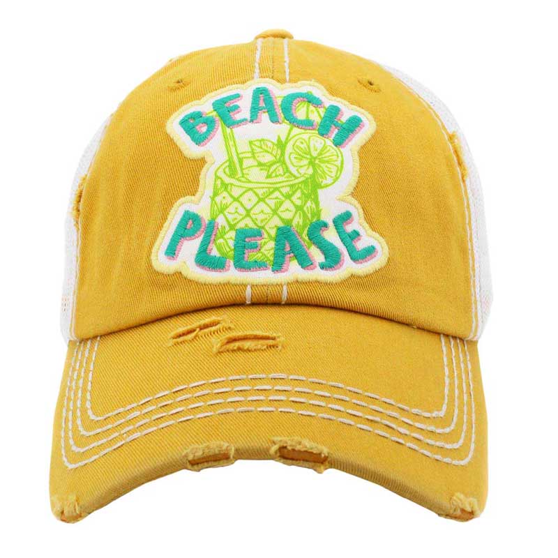 Beach Please Message Mesh Back Vintage Baseball Cap