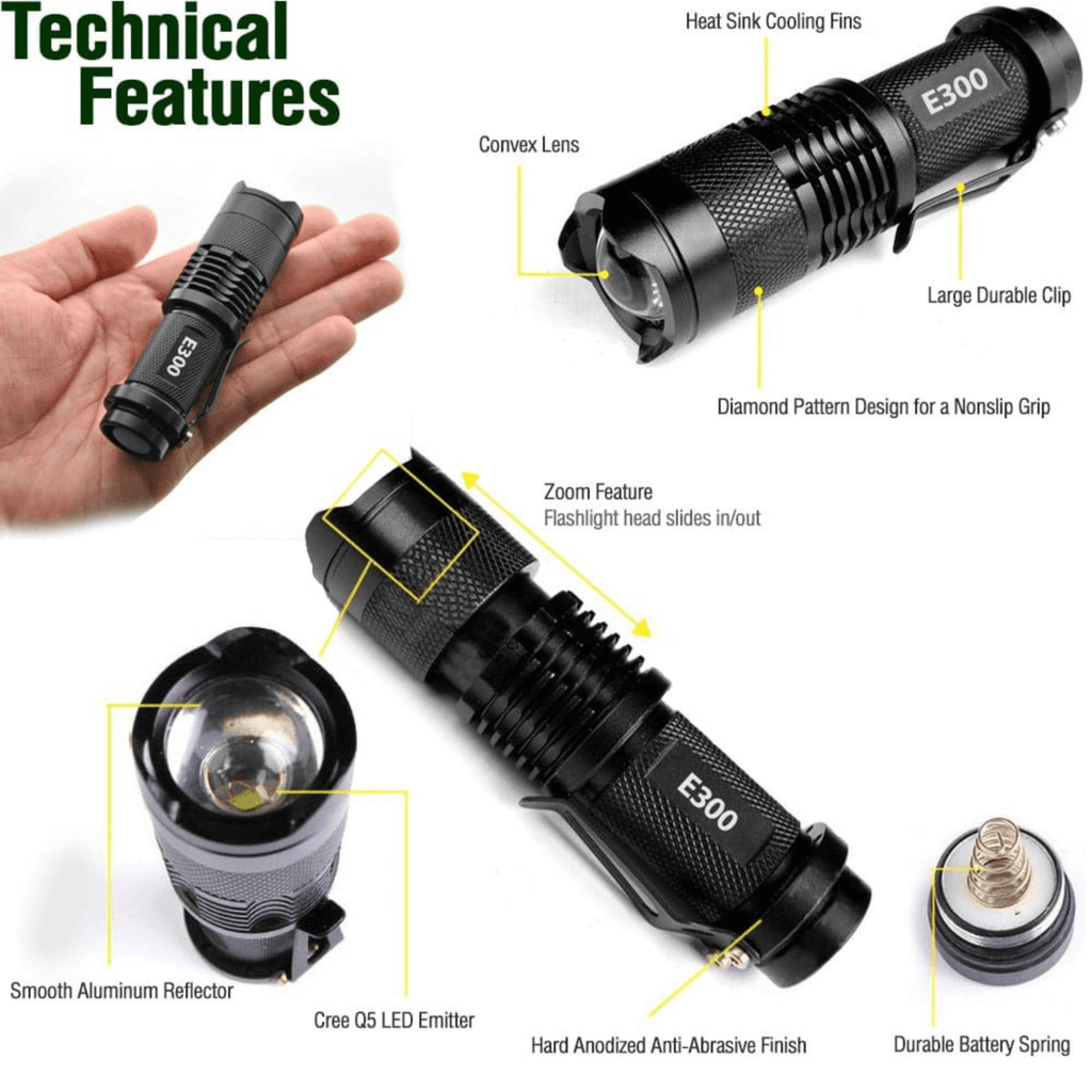 EcoGear FX E300 EDC Tactical Flashlight 3-Pack
