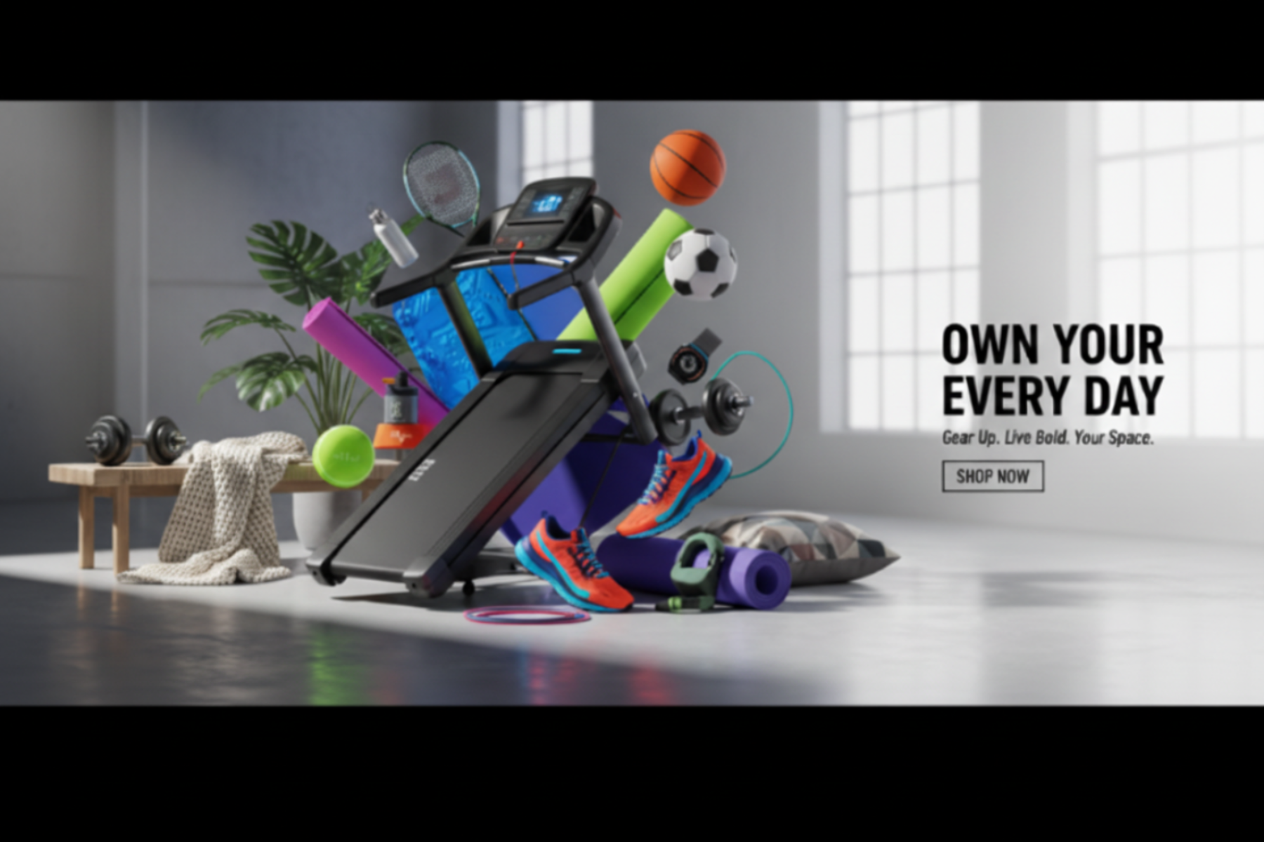 Bold sporting goods retail-style hero banner